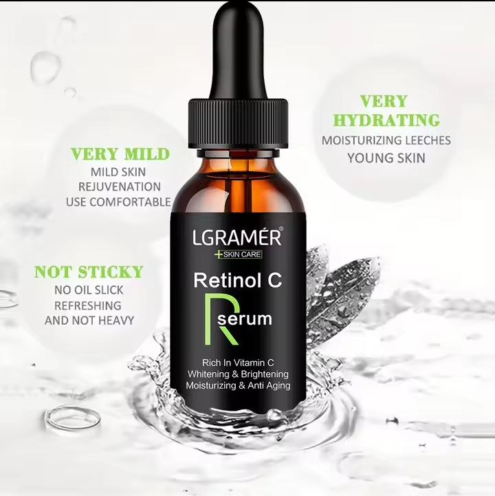 Sérum Visage Rétinol Anti-Âge – Élimine les Taches, Réduit les Pores, Hydrate & Raffermit la Peau