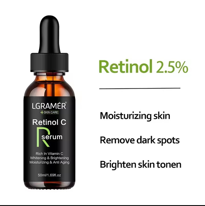 Sérum Visage Rétinol Anti-Âge – Élimine les Taches, Réduit les Pores, Hydrate & Raffermit la Peau